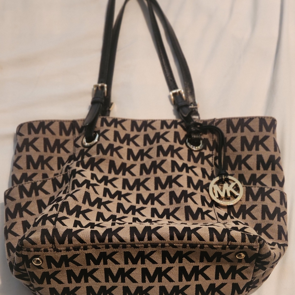 Michael Kors Black and Brown Logo Tote